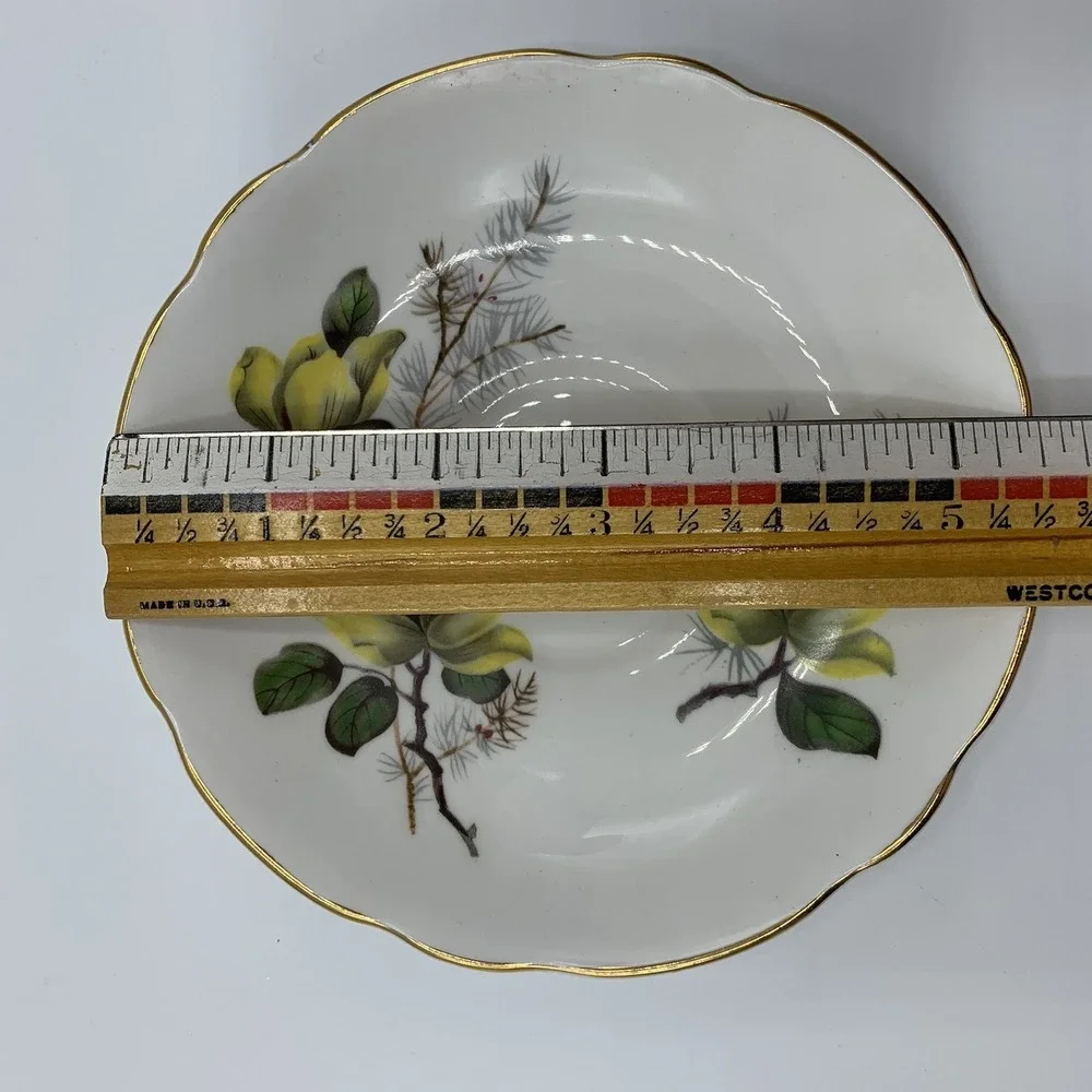 Vintage Saucer Regency English Bone China England Yellow Flower Replacement 5.5